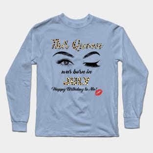 This Queen Was Born In July Leopard Pattern Long Sleeve T-Shirt